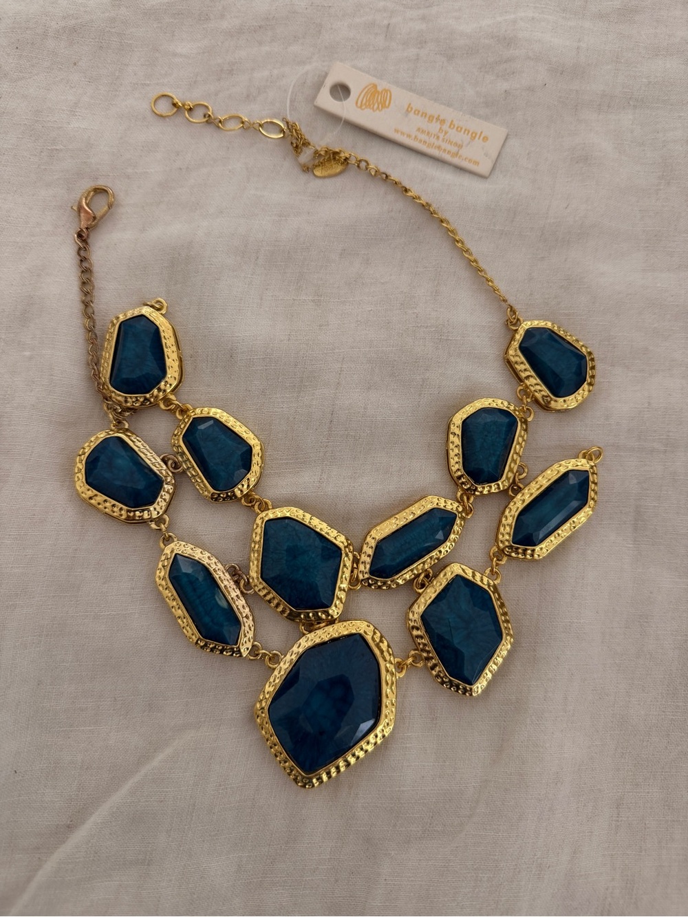 Amrita Singh Gold-Tone Necklace with Deep Blue Gemstones
